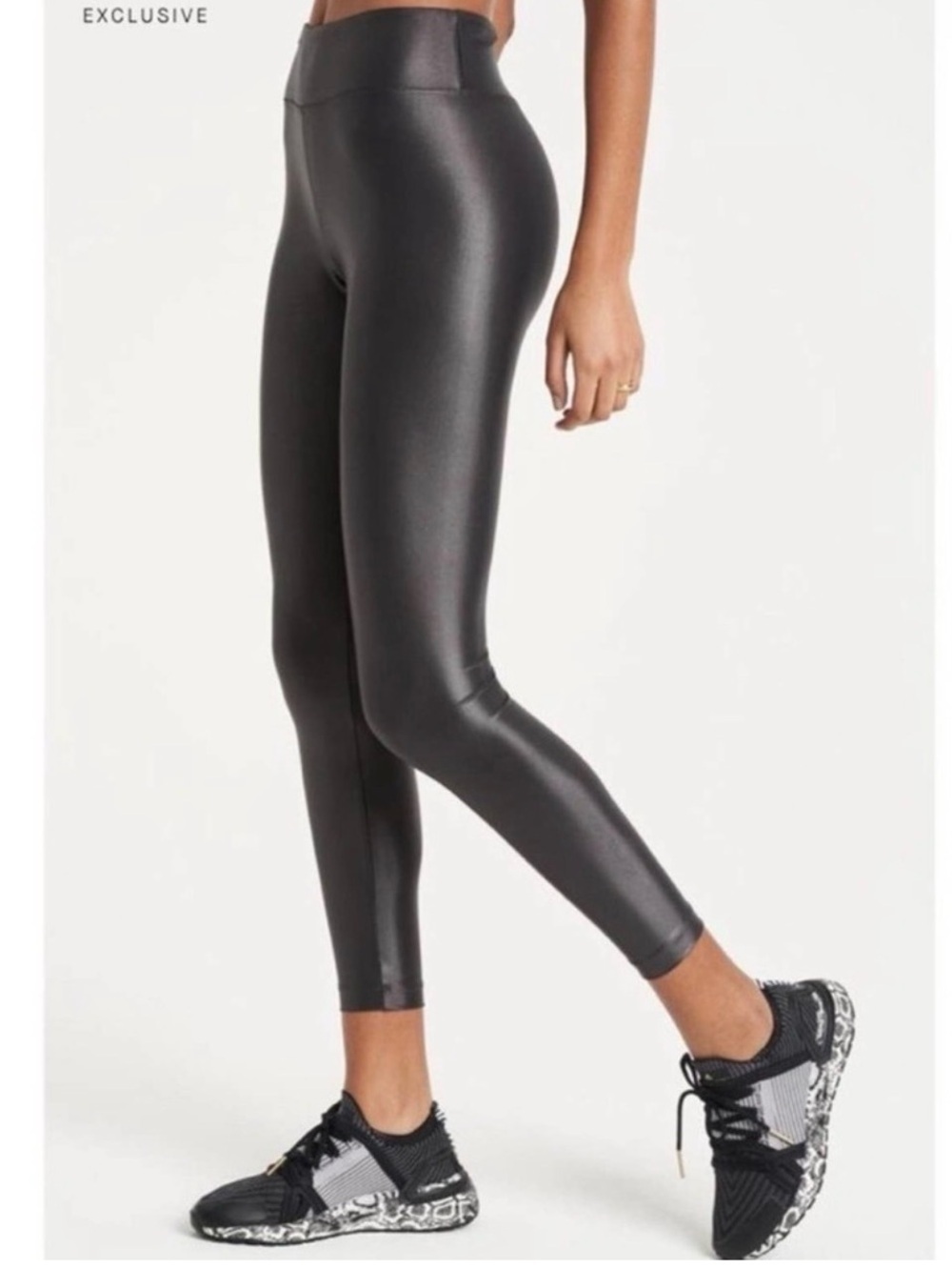 Koral Lustrous High-Rise Leggings in Lead – Size XS – Shiny Gunmetal